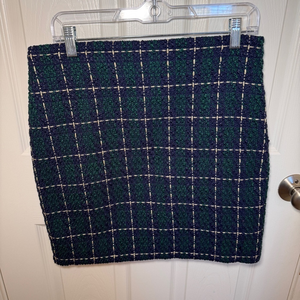 NWT Boston Proper Plaid Tweed Skirt